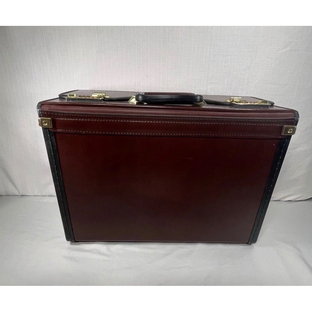 Airway Vintage Pilot Briefcase Burgundy Black Hard Side Catalog Case Combo Lock